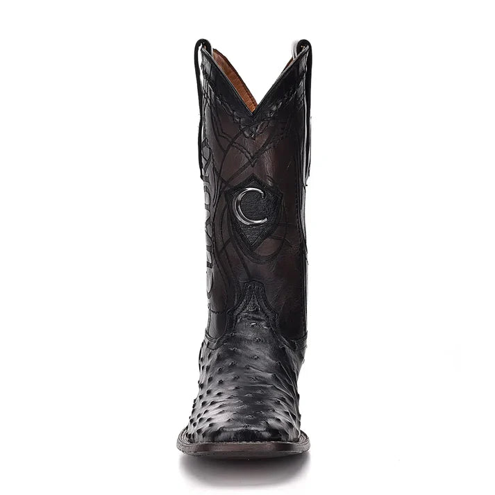 MENS CUADRA BLACK OSTRICH SQUARE TOE BOOT