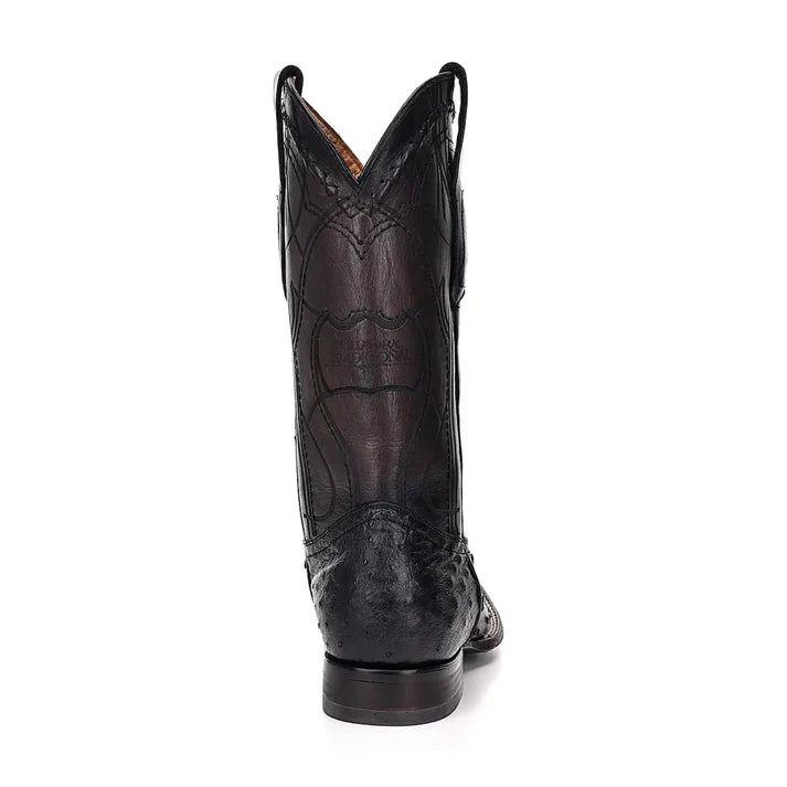 MENS CUADRA BLACK OSTRICH SQUARE TOE BOOT
