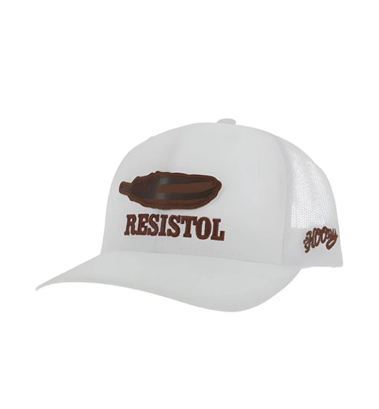HOOEY RESISTOL WHITE & BROWN WESTERN HAT