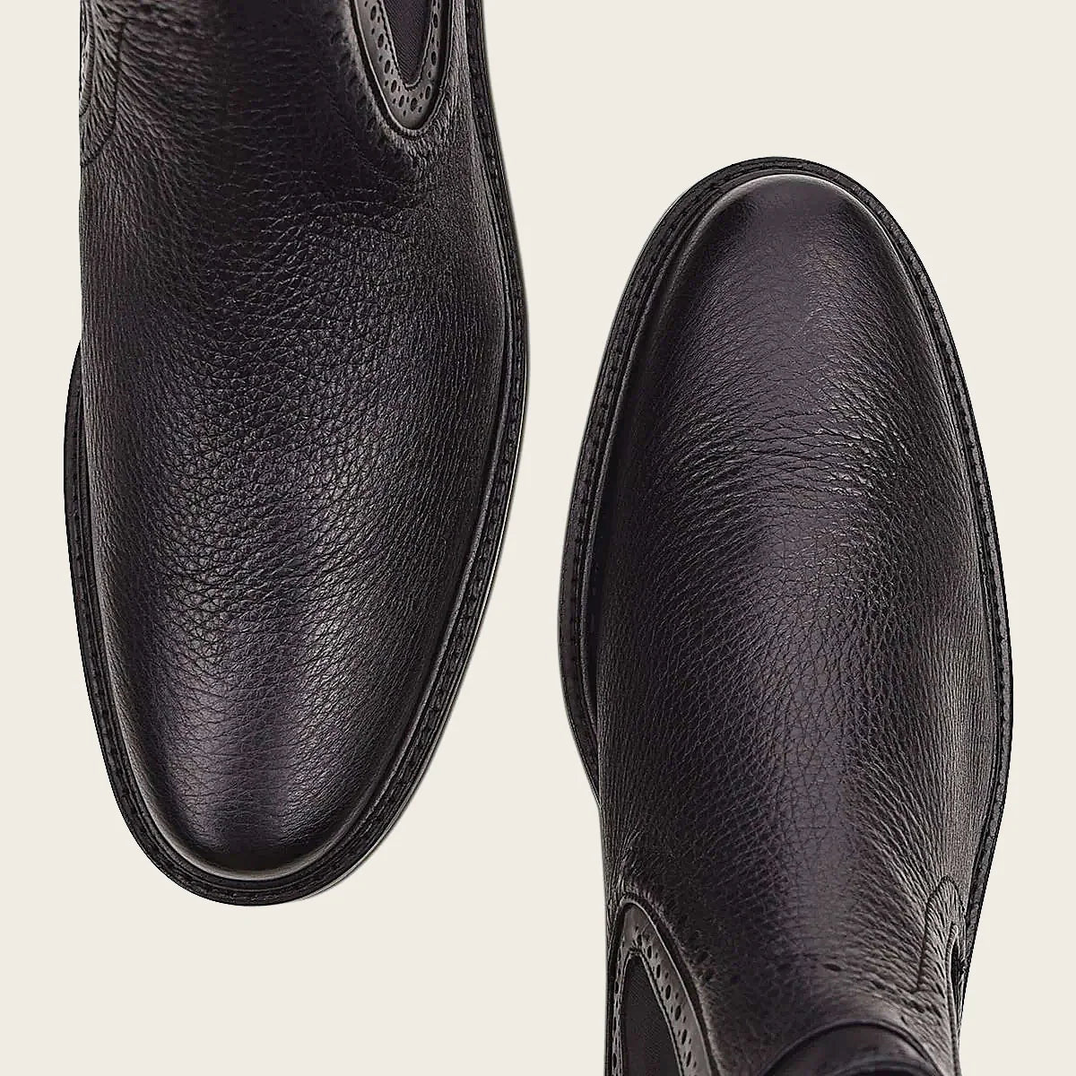 Black Deer Leather Chelsea boots by Franco Cuadra, Botin