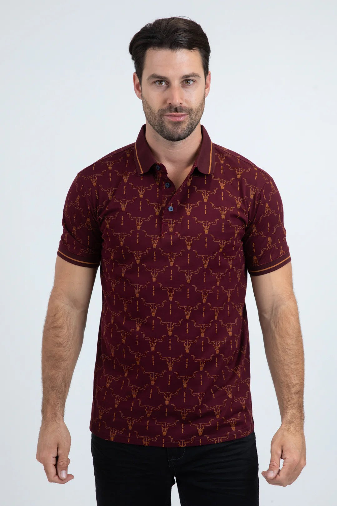 PLATINI MENS MODERN FIT STRETCH COTTON BURGUNDY POLO