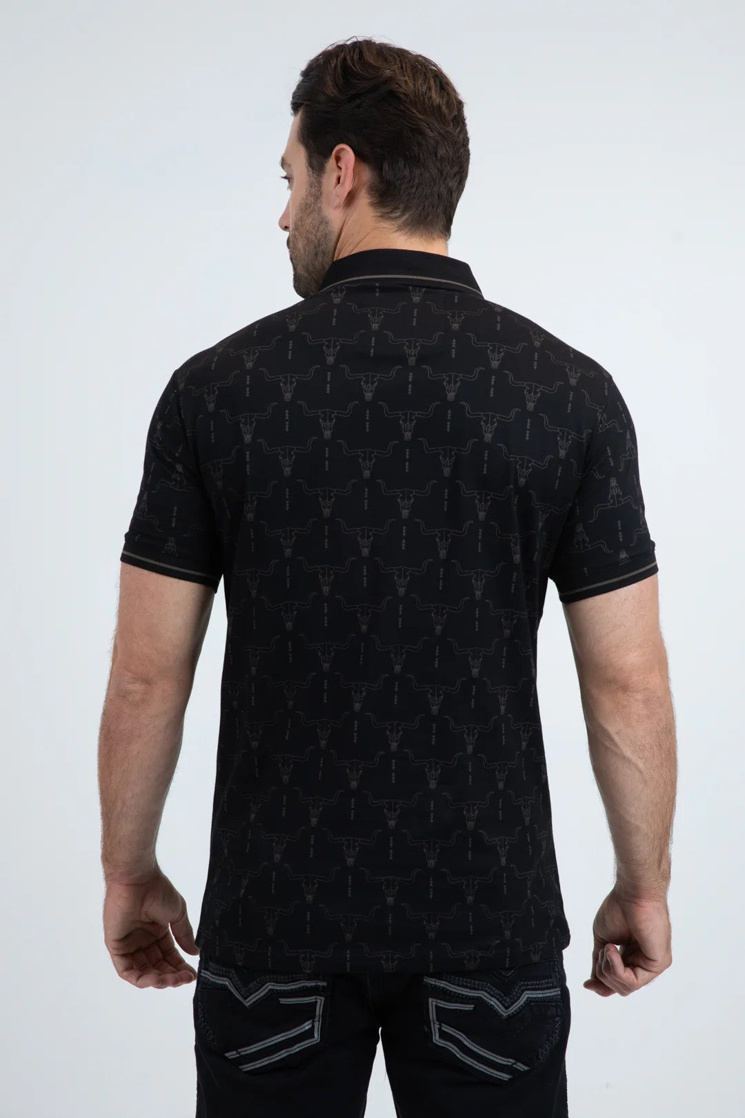 PLATINI MENS MODERN FIT STRETCH COTTON BLACK POLO