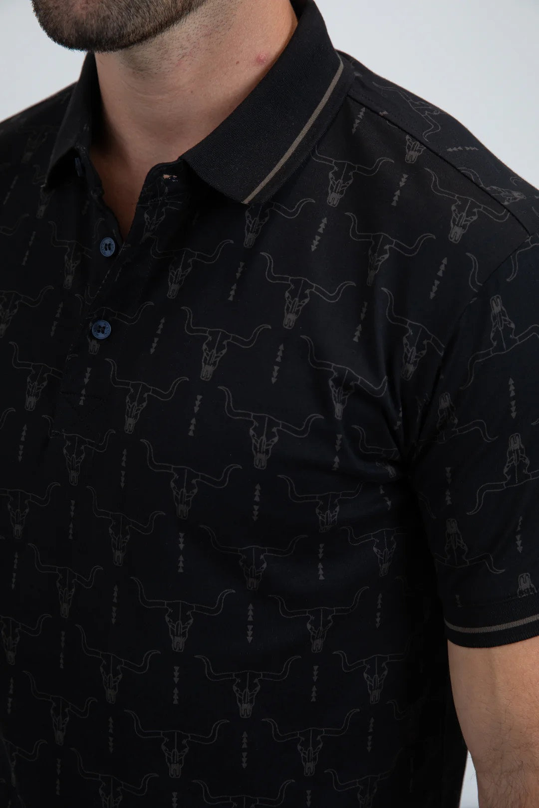 PLATINI MENS MODERN FIT STRETCH COTTON BLACK POLO
