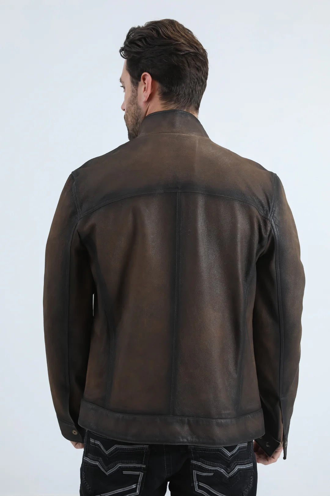 PLATINI MENS GENUINE LEATHER BROWN JACKET