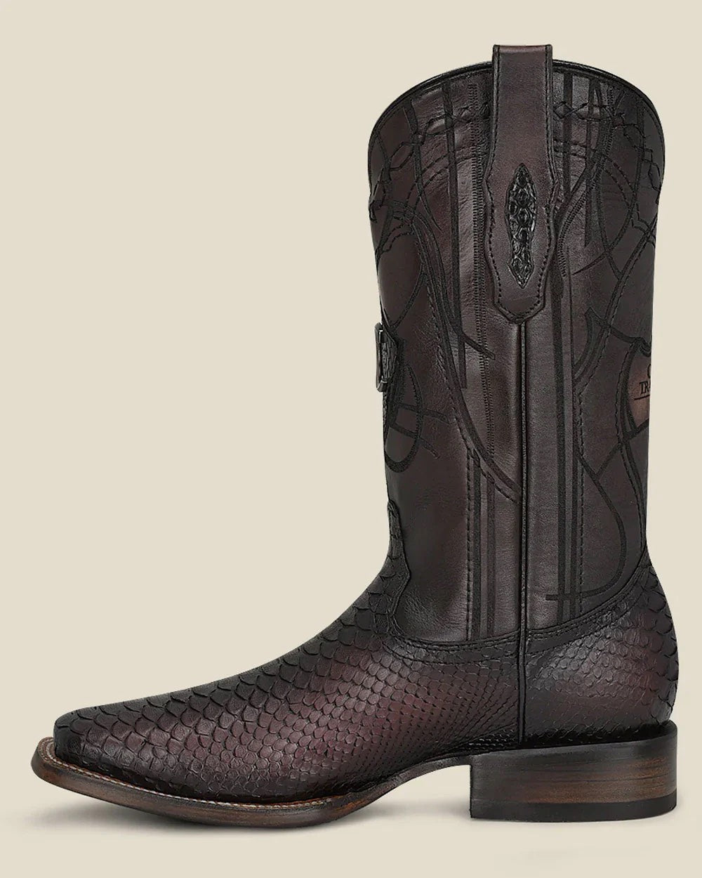 MENS CUADRA ENGRAVED BLACK CHERRY BOOTS