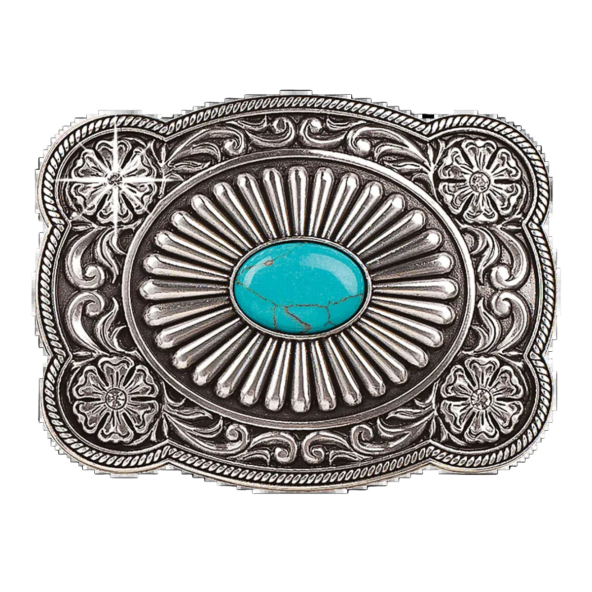 BLAZIN ROXX LADIES SILVER & TURQUOISE BELT BUCKLE