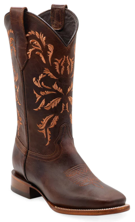 SILVERTON OLIVIA ALL LEATHER WIDE SQUARE TOE BOOTS