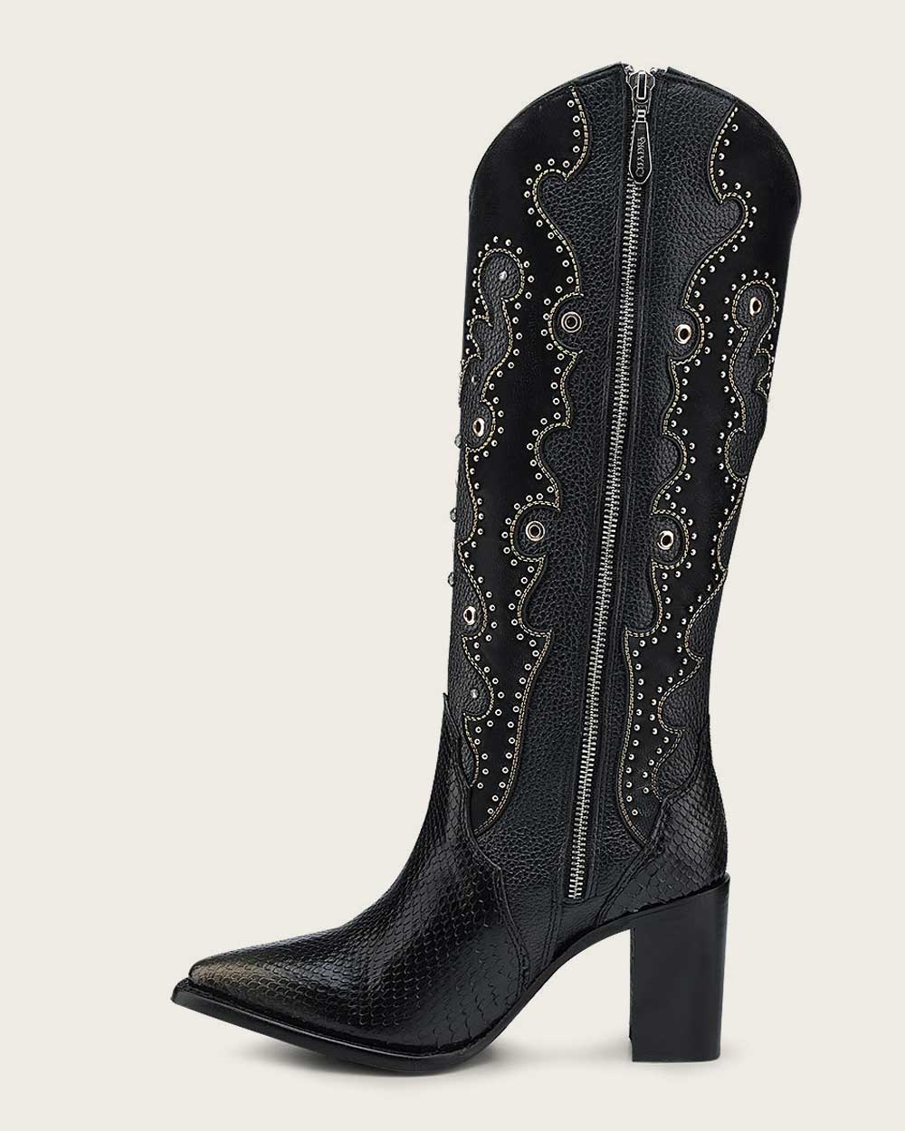 CUADRA WOMEN'S TALL BLACK EXOTIC WESTERN STYLE BOOT