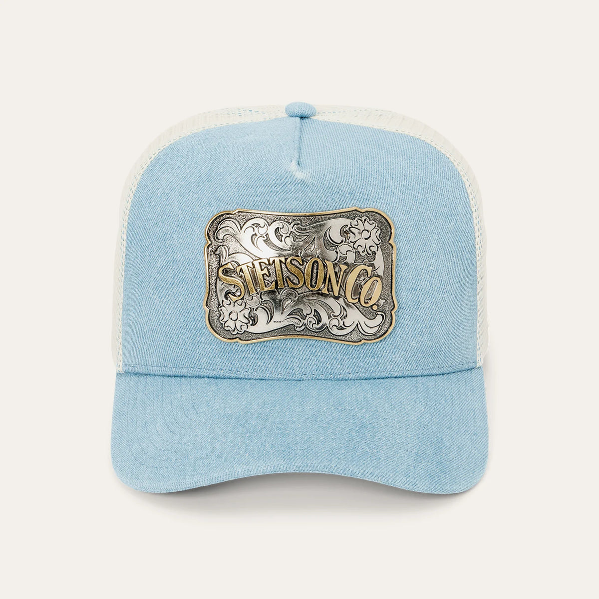 STETSON DENIM PLAQUE TRUCKER HAT