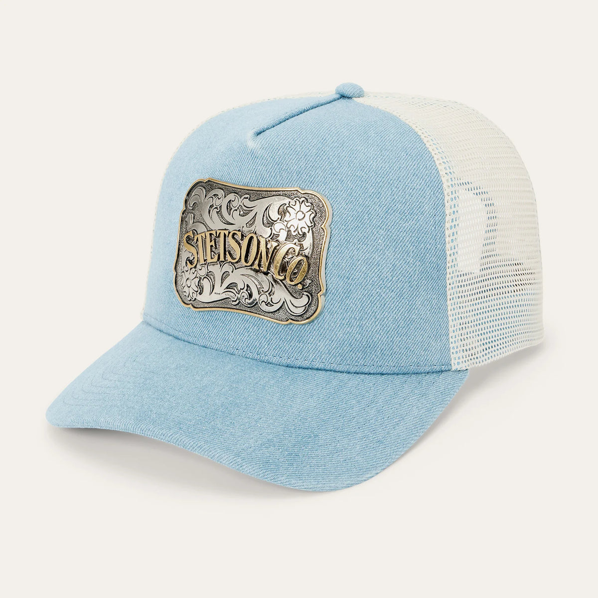 STETSON DENIM PLAQUE TRUCKER HAT