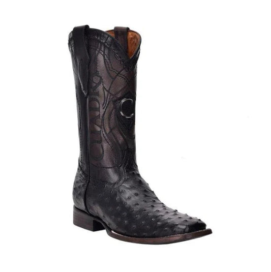 MENS CUADRA BLACK OSTRICH SQUARE TOE BOOT