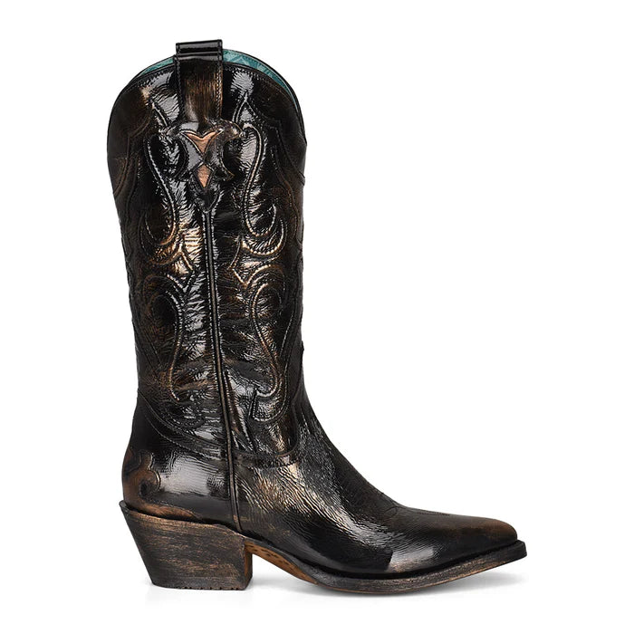 WOMEN'S CORRAL BLACK BRONZE COWGIRL BOOTS