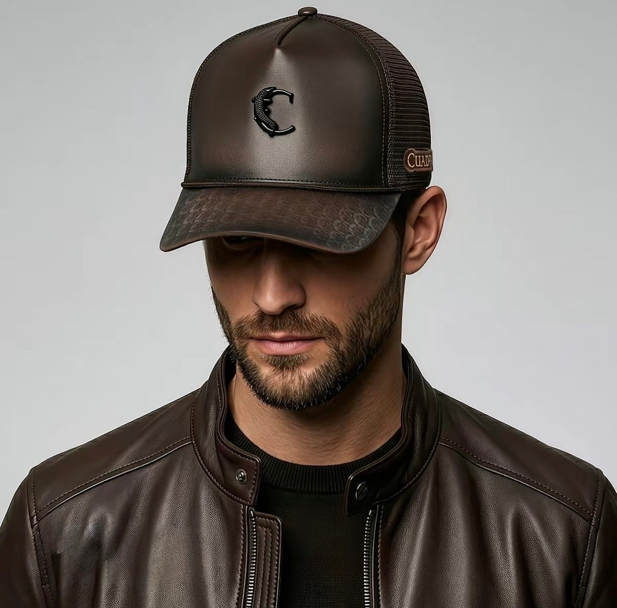 CUADRA BROWN WESTERN LEATHER CAP