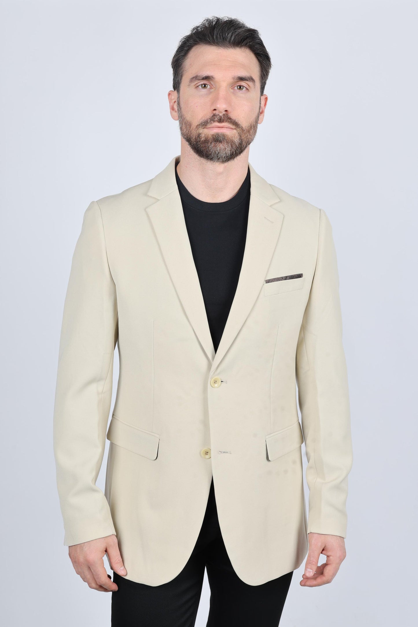 MEN'S MODERN FIT STRETCH BEIGE BLAZER