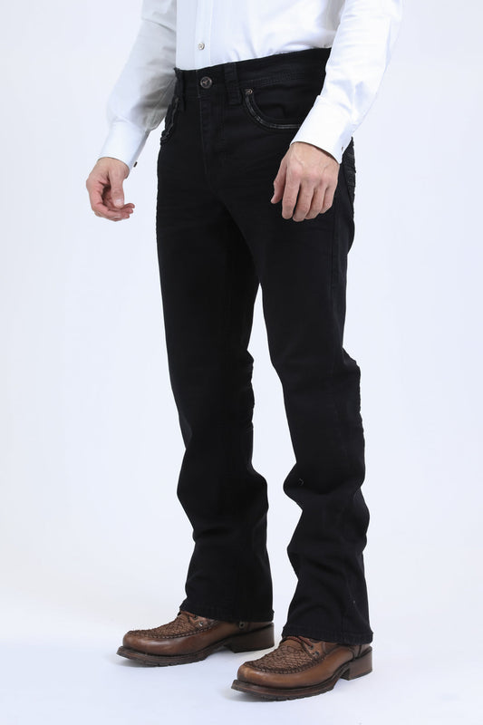 HOLT MEN'S BLACK SLIM BOOT CUT JEANS