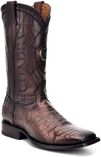 CUADRA MEN'S FUSCUS PARIS BROWN CAIMAN LASER & EMBROIDERY ROUND TOE BOOT