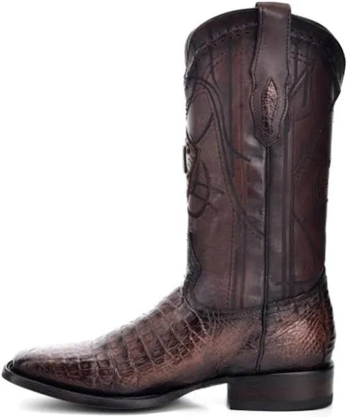 CUADRA MEN'S FUSCUS PARIS BROWN CAIMAN LASER & EMBROIDERY ROUND TOE BOOT