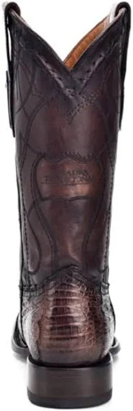 CUADRA MEN'S FUSCUS PARIS BROWN CAIMAN LASER & EMBROIDERY ROUND TOE BOOT