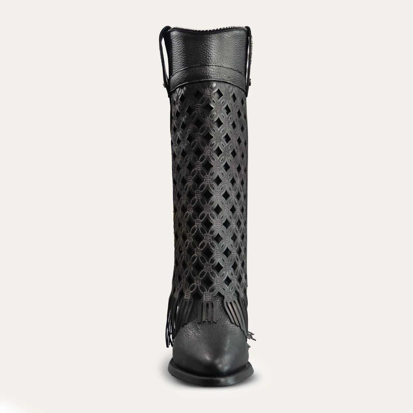 CUADRA WOMEN'S BLACK EMBROIDERY AND FRINGE BOOTS