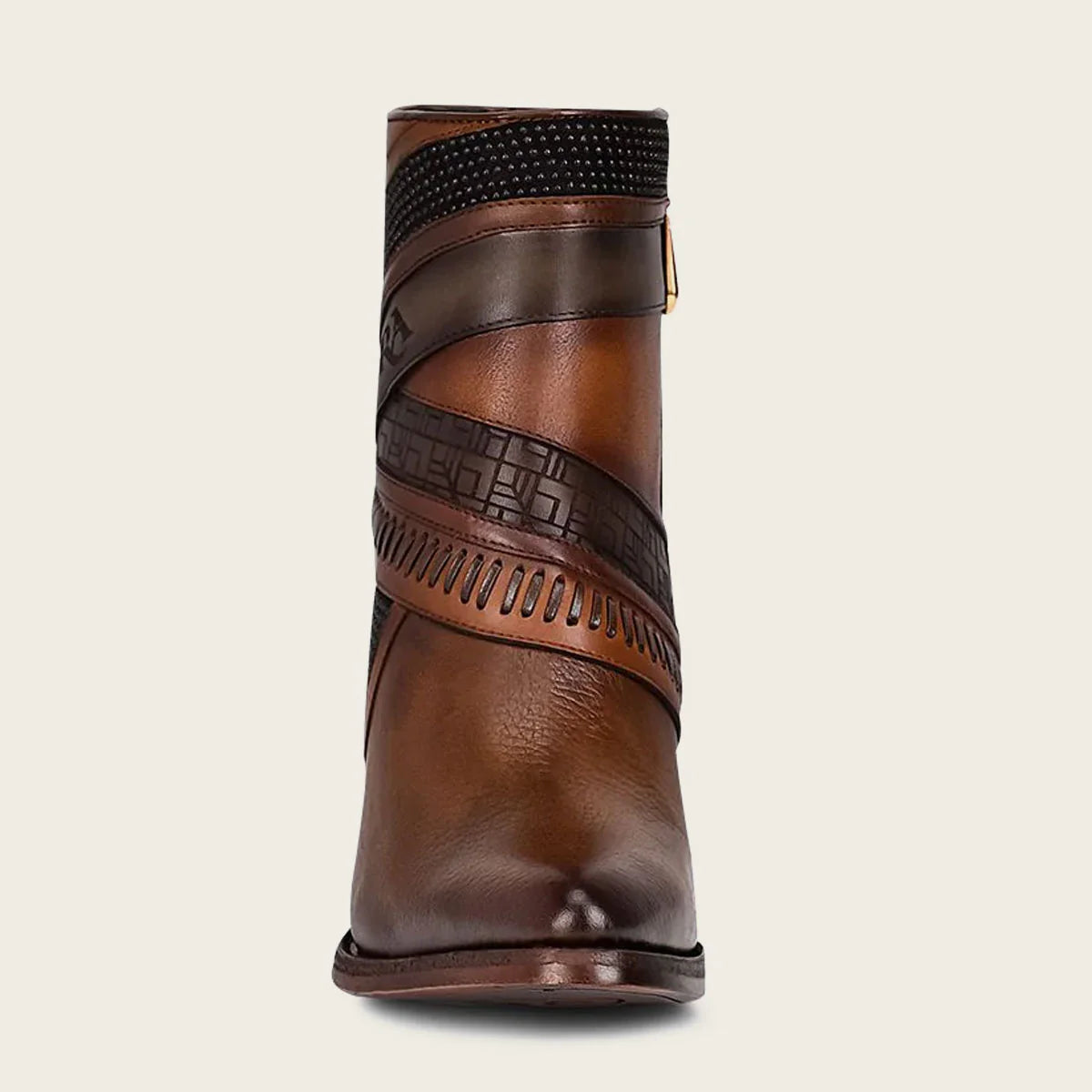 CUADRA WOMENS HAND-PAINTED BROWN LEATHER ANKLE BOOTIE