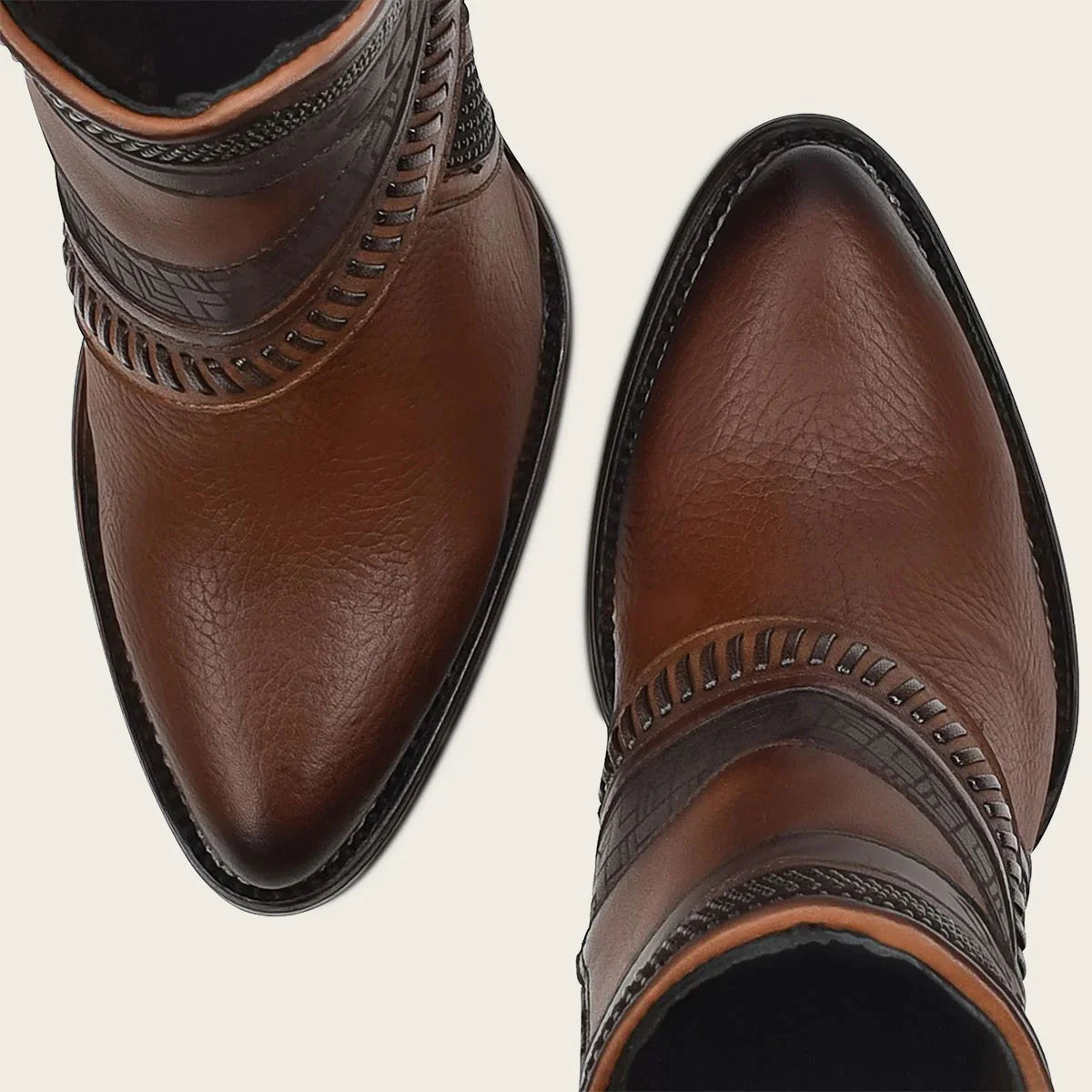 CUADRA WOMENS HAND-PAINTED BROWN LEATHER ANKLE BOOTIE