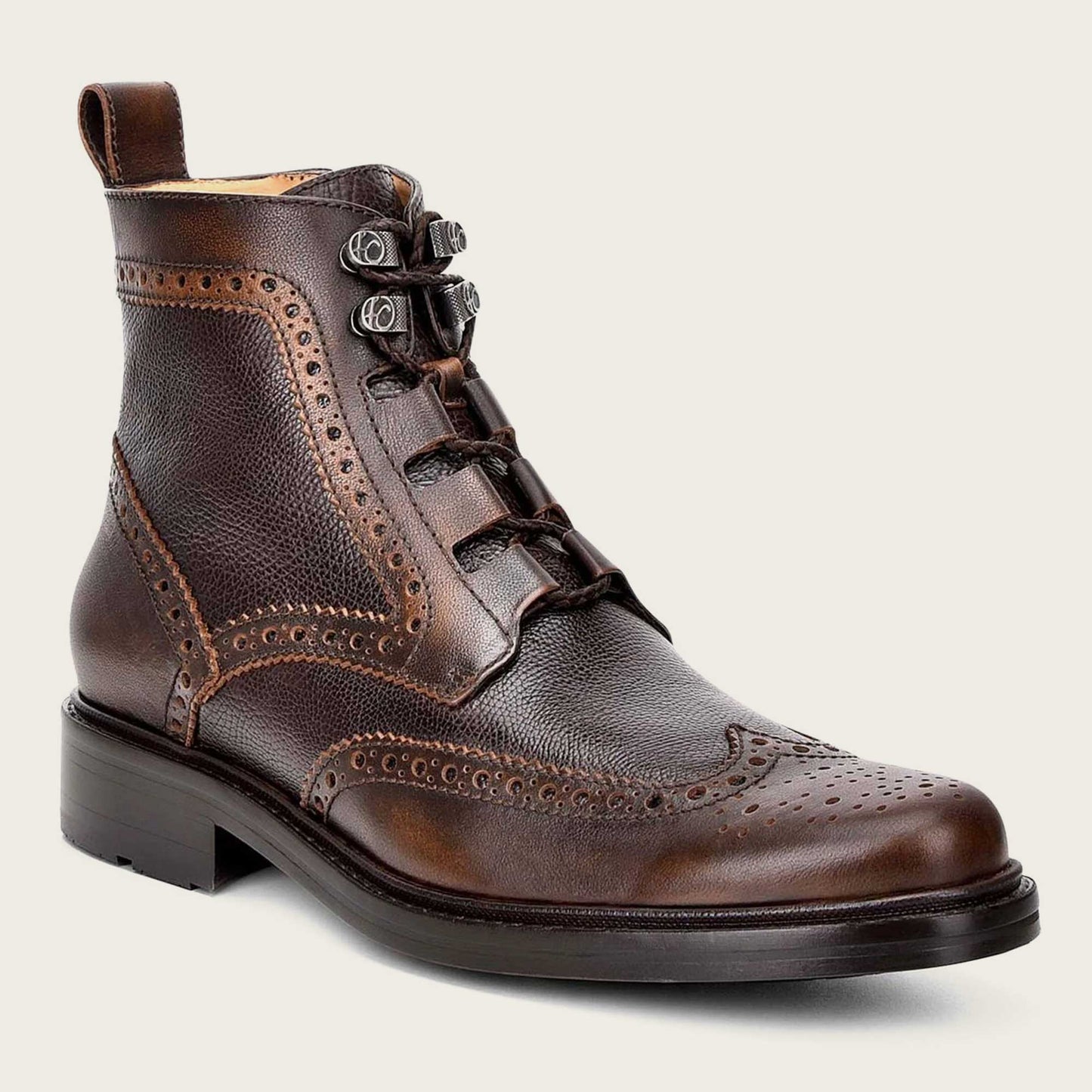 CUADRA Men's Hand-Painted Brown Bi-tone Leather Boot