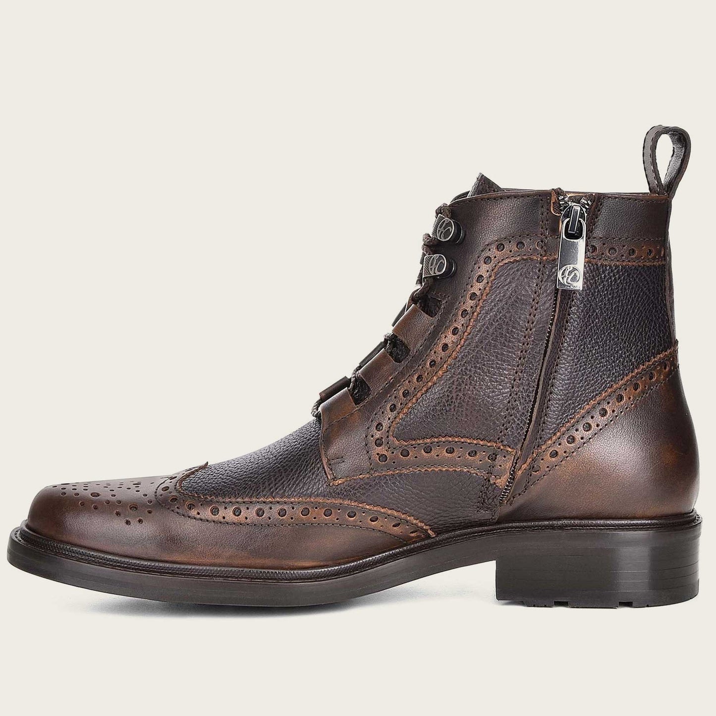 CUADRA Men's Hand-Painted Brown Bi-tone Leather Boot